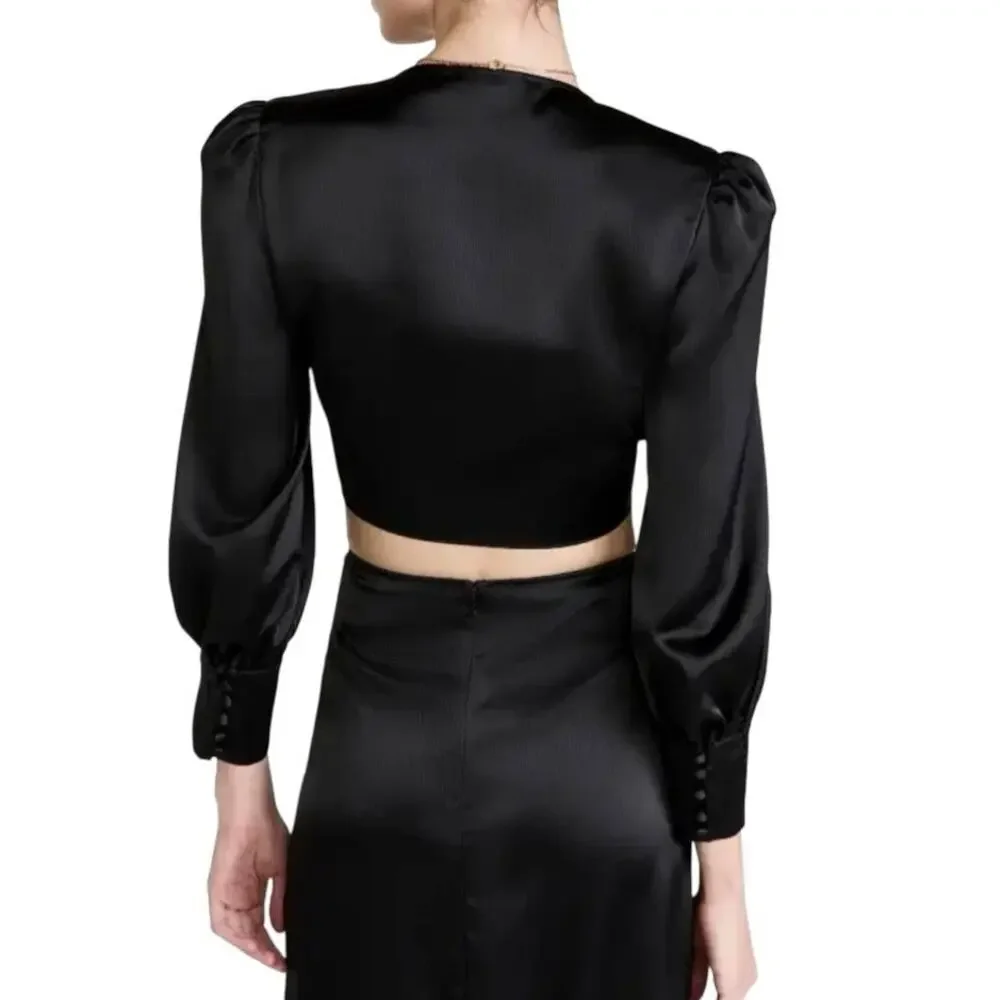 WAYF Alcott Satin Silk Knot Crop Top NWT - XS